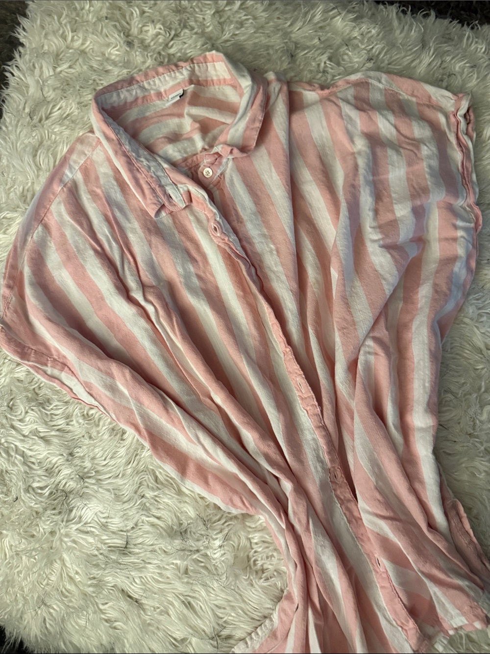 Old Navy Pink and White Striped Women's Sleep Shirt